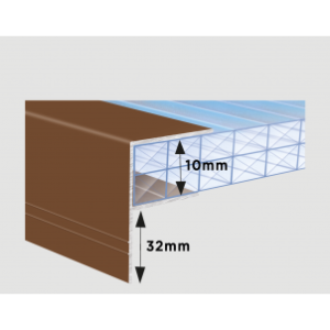 Aluminium F-Section for 10mm Polycarbonate | White or Brown | Rockwell Building Plastics, Coventry