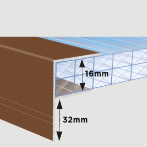 Aluminium F-Section for 16mm Polycarbonate Roof Sheets | Brown or White | Rockwell Building Plastics