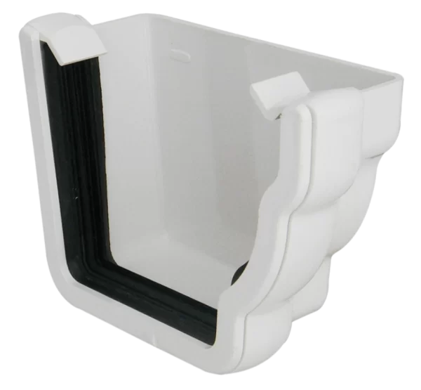Ogee Gutter External Stopend right hand white